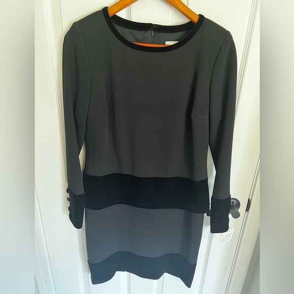 Vintage En Francais by Huey Waltzer Size 6 Black & Velvet Long Sleeve Dress - Picture 1 of 9